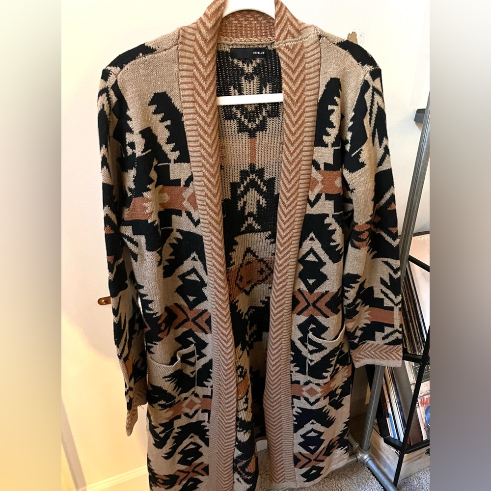 Aztec print cardigan sweater